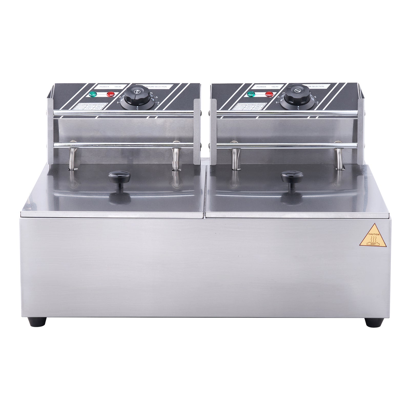 SucceBuy Commercial Electric Deep Fryer w/Dual Tanks 12L 3000W  Stainless Steel Countertop Fryer for Fried Chicken French Fries.