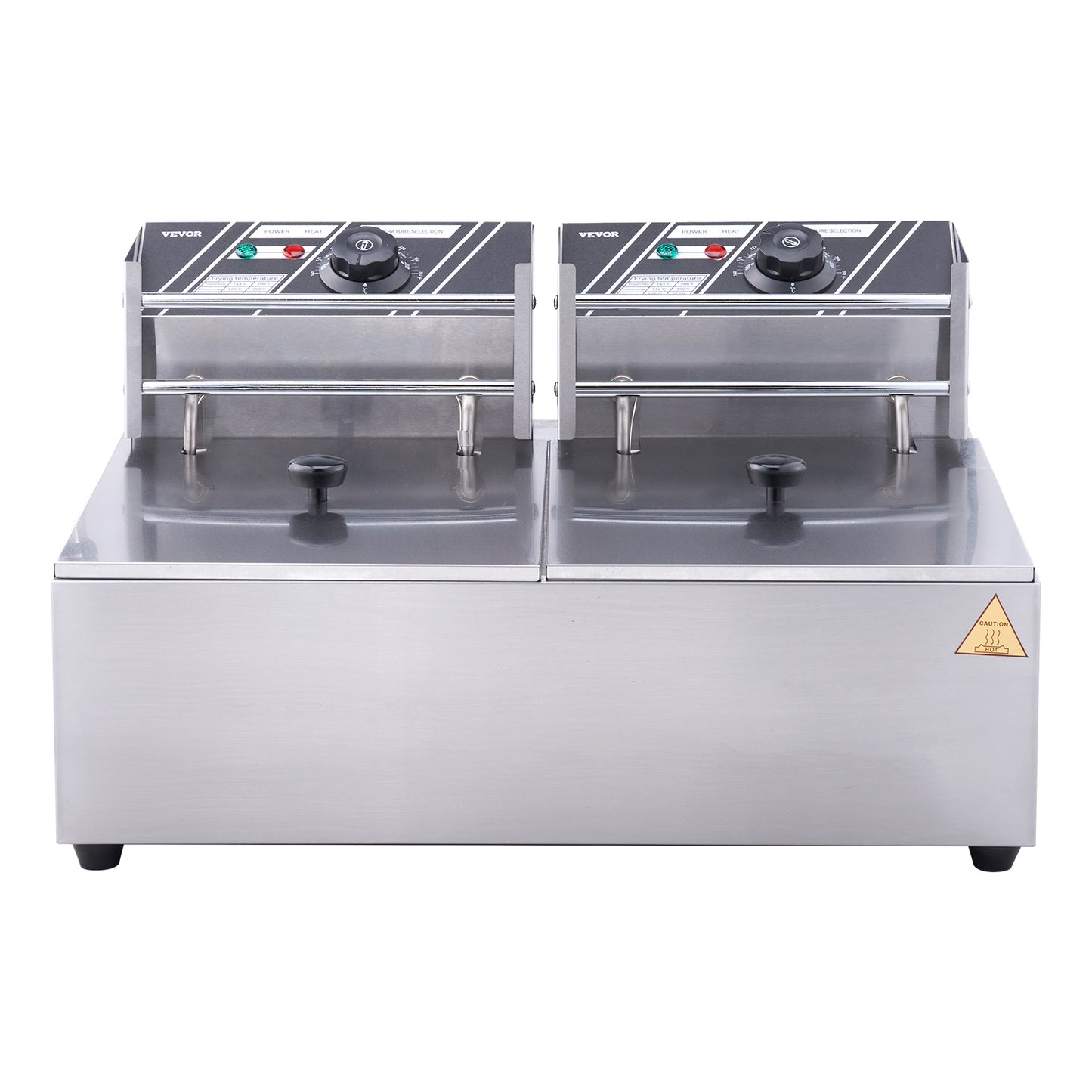 SucceBuy 12L Commercial Electric Deep Fryer w/Dual Tanks 3000W  Stainless Steel Countertop Fryer for Fried Chicken French Fries.