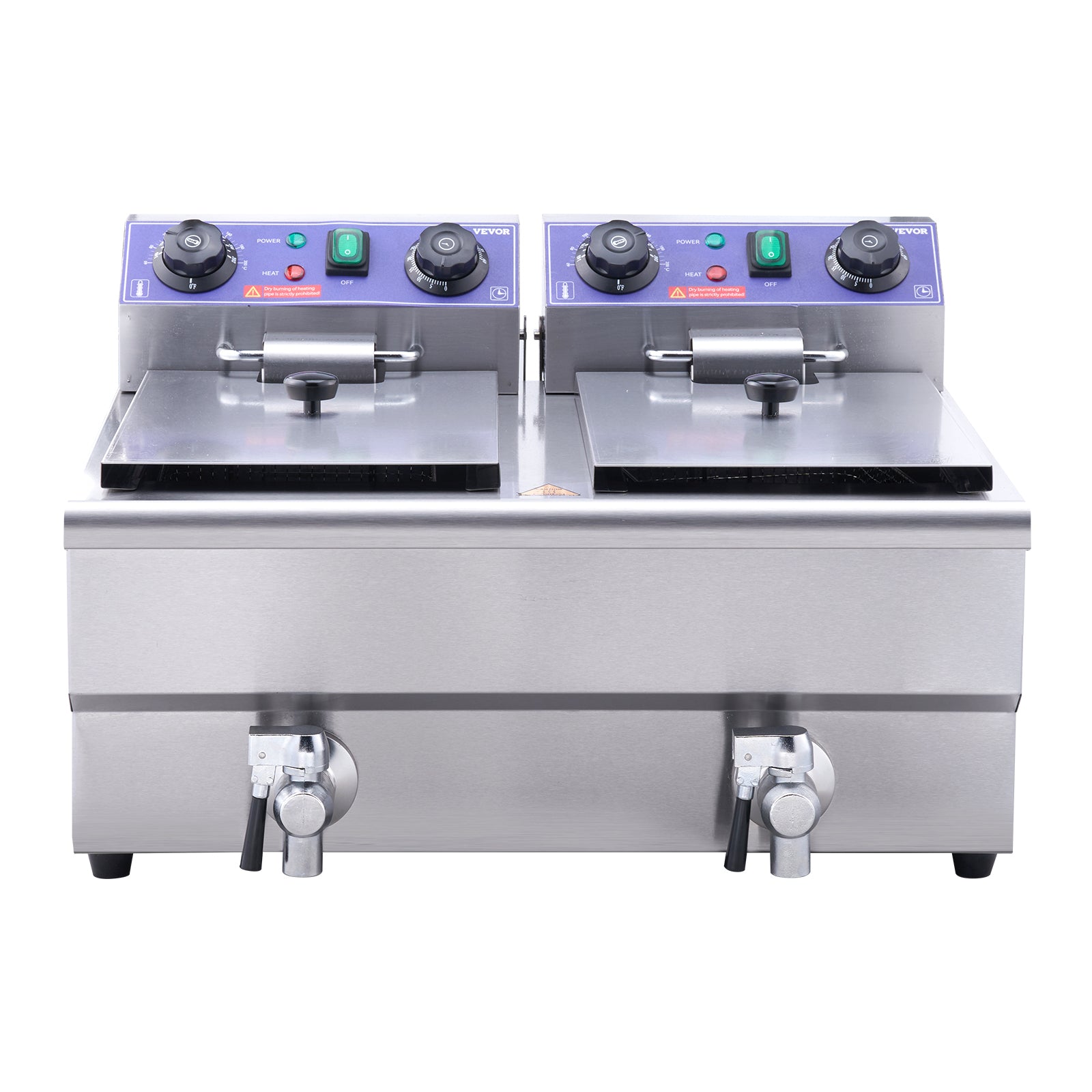 SucceBuy 12L Commercial Electric Deep Fryer w/Dual Tanks 3000W  Stainless Steel Countertop Fryer for Fried Chicken French Fries.