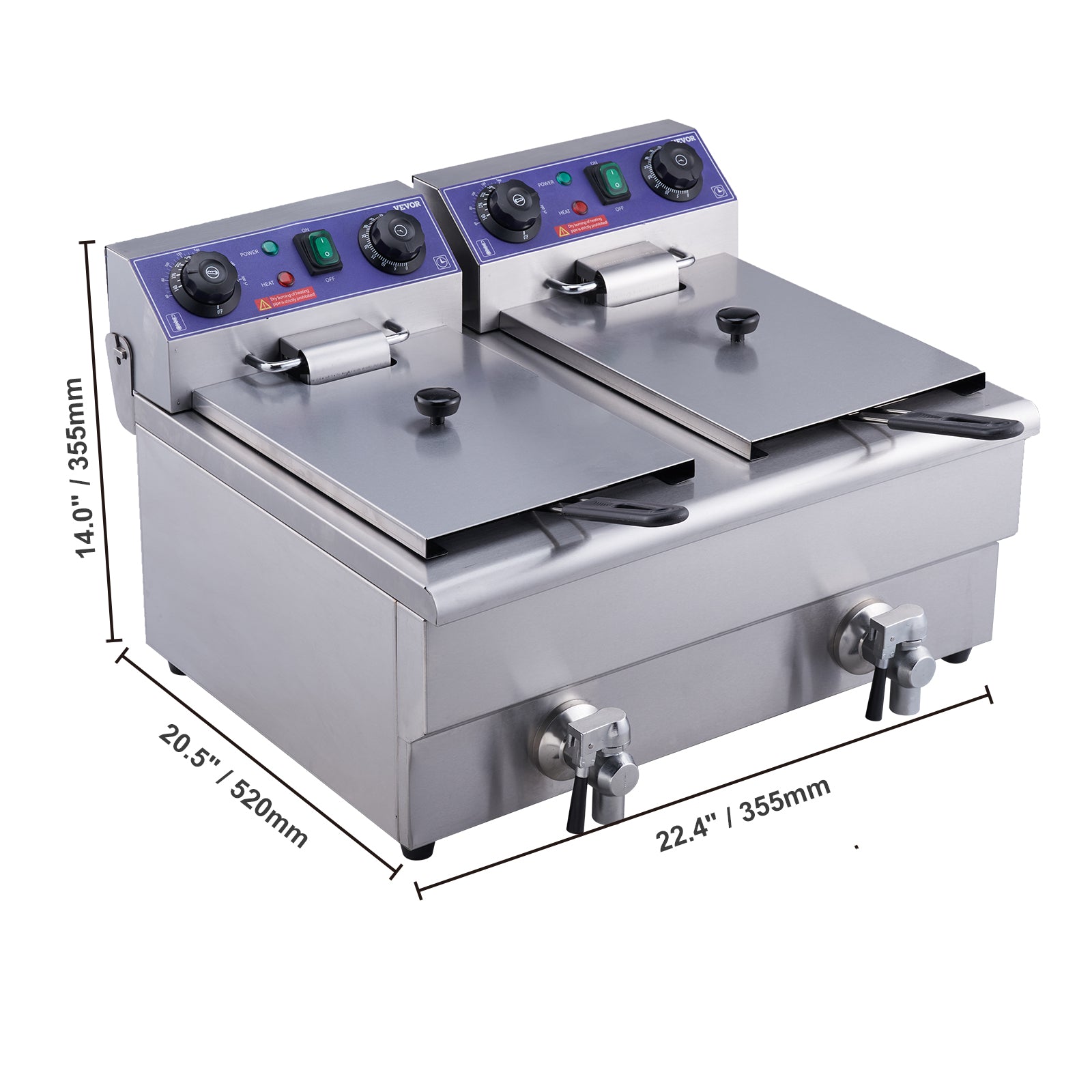 SucceBuy 12L Commercial Electric Deep Fryer w/Dual Tanks 3000W  Stainless Steel Countertop Fryer for Fried Chicken French Fries.