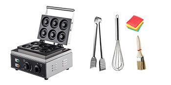 VEVOR 6 Hole Electric Sweet Donut Maker Stainless Steel Non Stick Commercial Donut Waffle Cookies Gaufriers Kitchen Appliance.