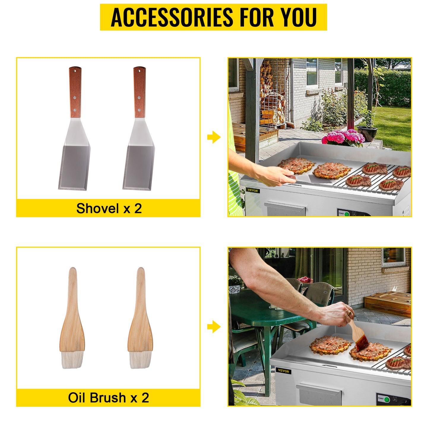 SucceBuy 14"-22" Electric Countertop Griddle Teppanyaki Grill 1600W/3200W Stainless Steel Flat Top Grills for Pancake Chicken.