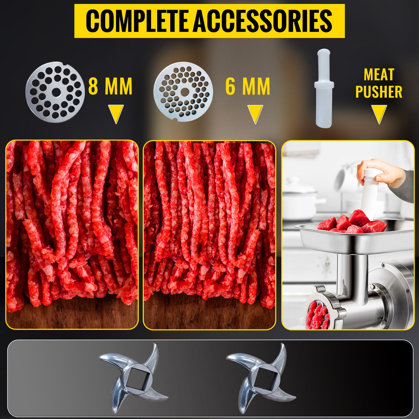 SucceBuy 122 Kg/H 250 KG/H Electric Meat Mincer Chopper Heavy Duty Food Processors Kitchen Appliances Commercial Grinder Machine.