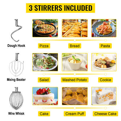 SucceBuy 10- 30L Electric Dough Machine Stainless Steel Commercial Cream Egg Whisk Mixer Processor Kitchen Food Stand Blender.