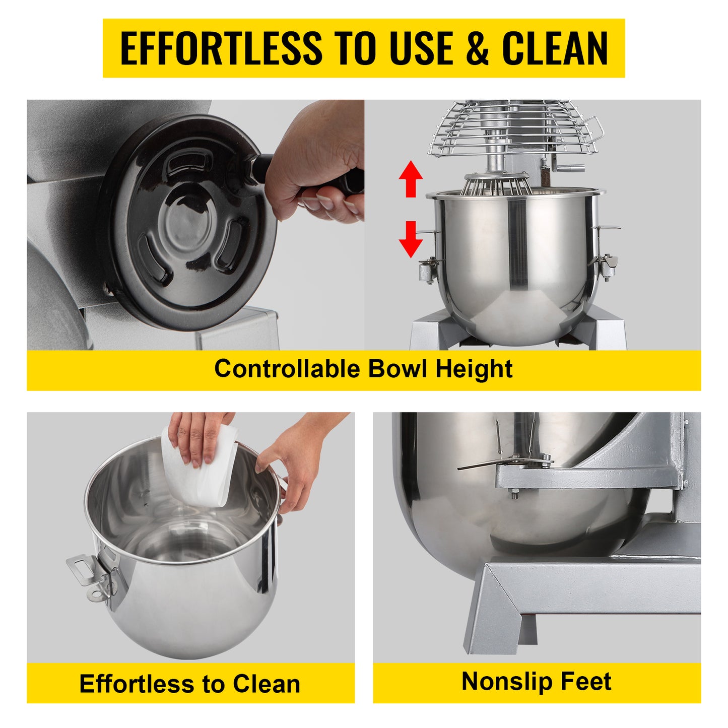 SucceBuy 10- 30L Electric Dough Machine Stainless Steel Commercial Cream Egg Whisk Mixer Processor Kitchen Food Stand Blender.