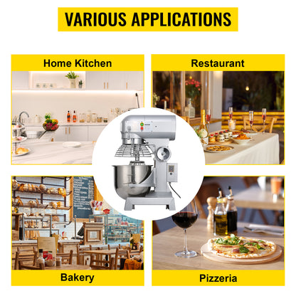 SucceBuy 10- 30L Electric Dough Machine Stainless Steel Commercial Cream Egg Whisk Mixer Processor Kitchen Food Stand Blender.