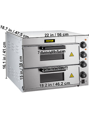 SucceBuy Kommerzieller Pizzaofen auf der Arbeitsplatte, 35,6 cm Doppeldeckschicht, 110 V, 1950 W, elektrischer Pizzaofen aus Edelstahl