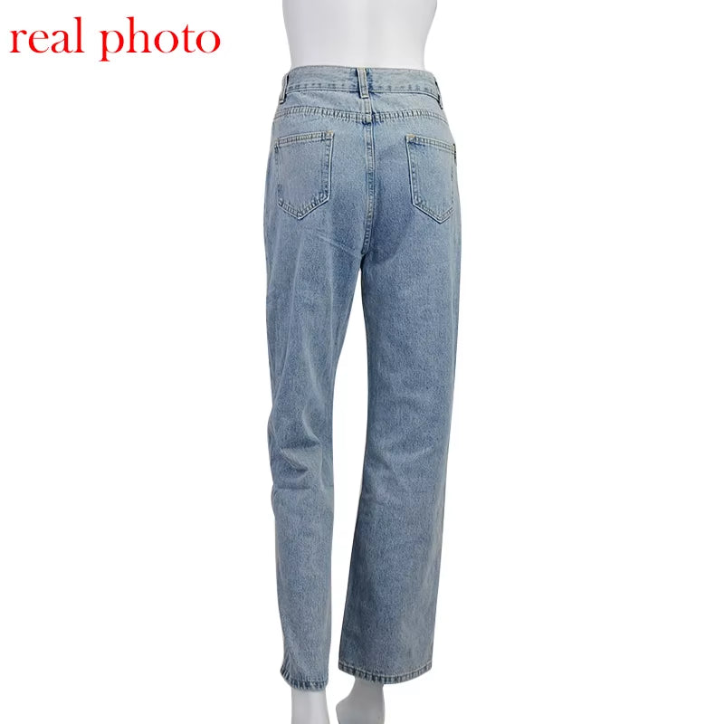 Casual Fashion Straight Denim High Waist Jeans Women Pants Fall Winter 2025 Harajuku Boyfriend Jeans Loose Bottom.