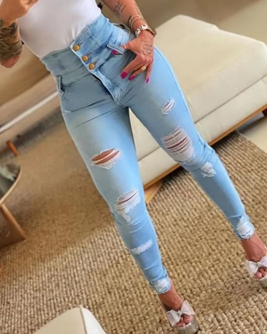 Pencil Pants Jeans Women Pencil Pants Bodycon High Waist Casual Long Pant Sheath Denim Trousers Tie Y2K Trouser Spring 2024.