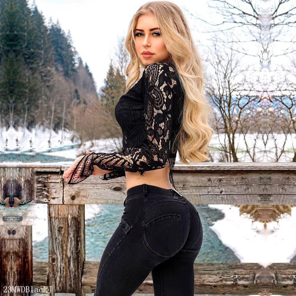 Melody Stretch Boyfriend Jean Straight Leg Jeans Womens Denim Skinny Black Pants Hip Capris Pencil Jeggings Femme Push Up.