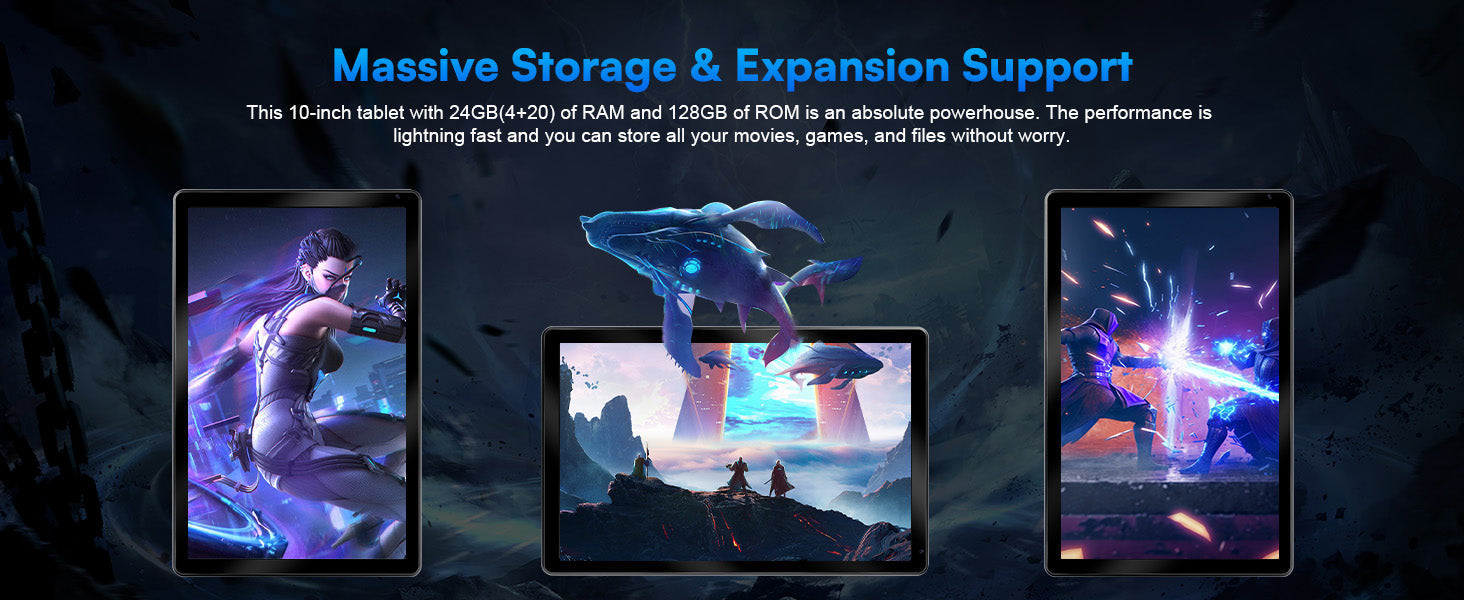 URAO C109L 10 Inch Tablets Android 15 A523 Octa Core Tablet 24GB+128GB 1 TB Expansion WiFi 6 5MP+8MP Camera Keyboard Mouse Set.