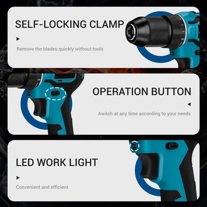 Drillpro Elektrowerkzeug-Set, 800 N.M, elektrischer Schraubenschlüssel, Bohrhammer, 13 mm Bohrmaschine, 125 mm Winkelschleifer für Mak 18 V