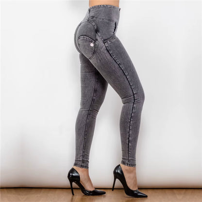 Melody Grey High Waist Zipper Fly Jeans Jeggings.