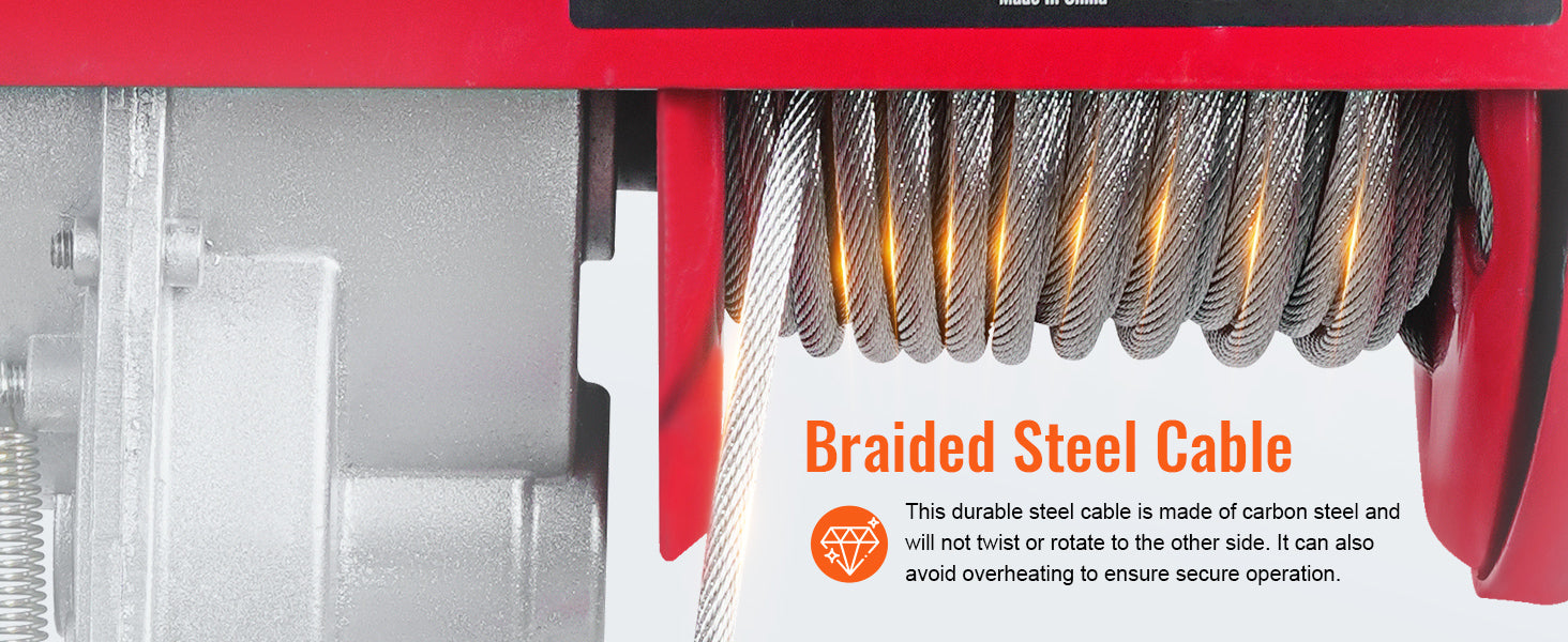 SucceBuy 880/1760/2640lbs Wired Electric Hoist with 40ft Lifting Height & Pure Copper Motor Electric Steel Wire Winch for Garage.