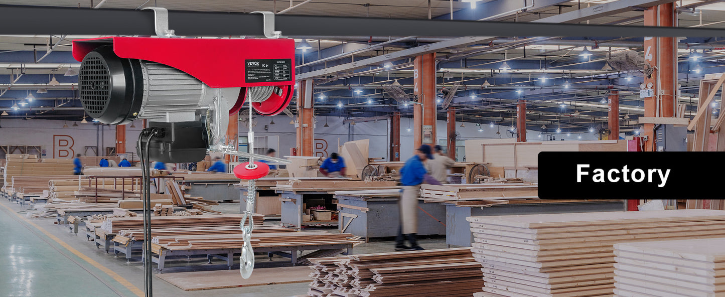 SucceBuy 880/1760/2640lbs Wired Electric Hoist with 40ft Lifting Height & Pure Copper Motor Electric Steel Wire Winch for Garage.