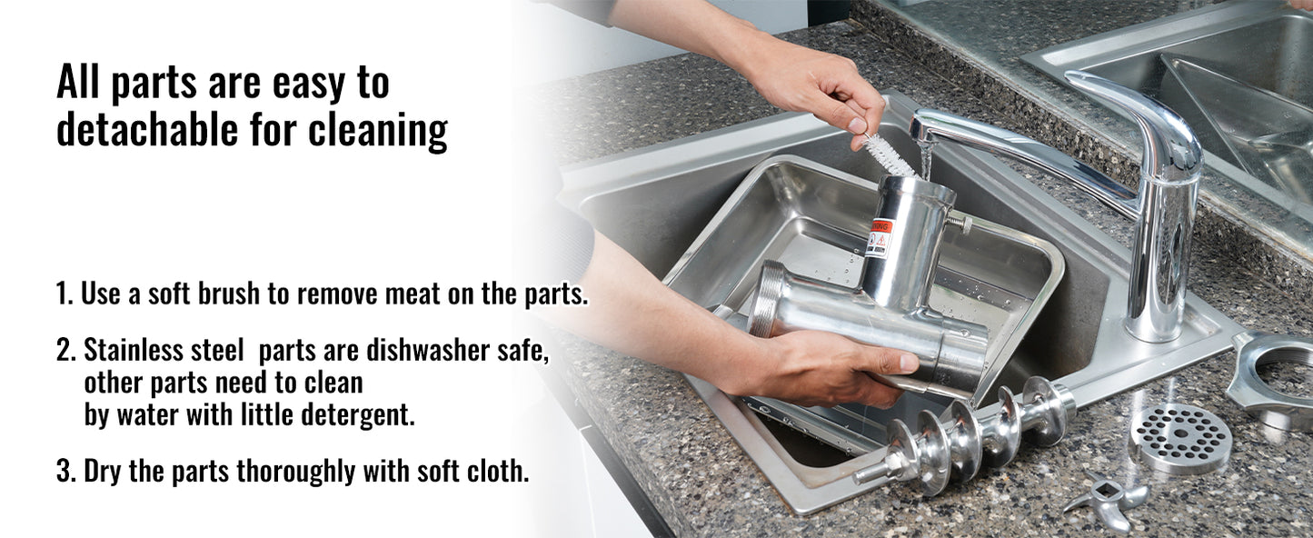 SucceBuy Electric Meat Grinder Food Processors Sausage Maker Filler Mincer Stuffer Stainless Steel with 2 Blades for Kitchen.