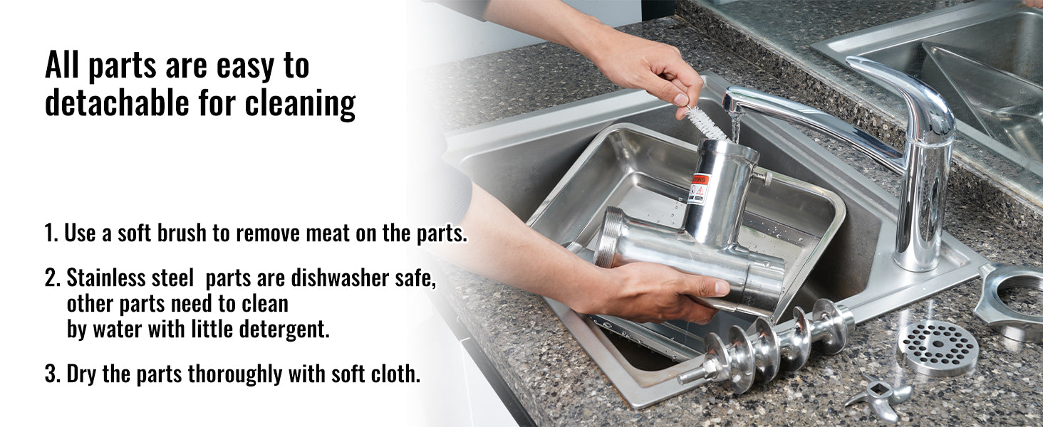 SucceBuy Electric Meat Grinder Food Processors Sausage Maker Filler Mincer Stuffer Stainless Steel with 2 Blades for Kitchen.