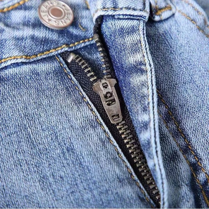 Elastic Strech Jeans for Women High Waist Full Length Skinny Pencil Black Blue Denim Pants Slim Streetwear Female Trousers.