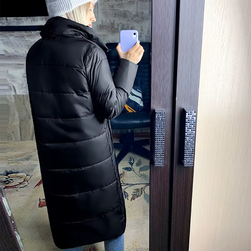 2021 Winter Women Jacket X-Long Stand-Up Collar Cotton Padded Female Coat High Quality Warm Womens Parka Manteau Femme Hiver.