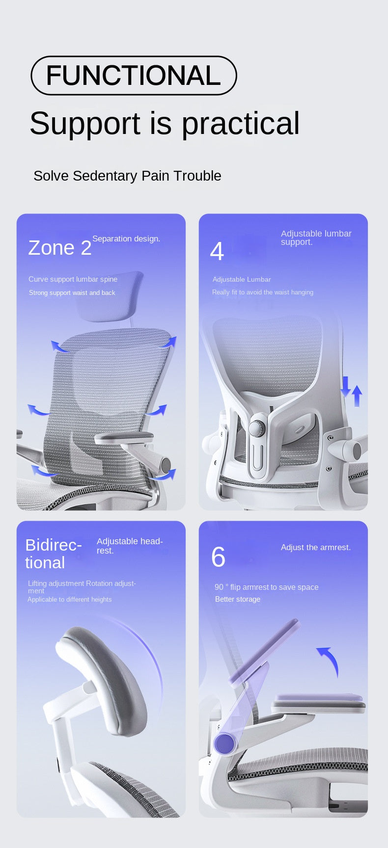 UVR Mesh Personal Bürostuhl, bequemer, ergonomischer Design-Sessel, Möbellift, verstellbarer Liegestuhl, Gaming-Computerstuhl