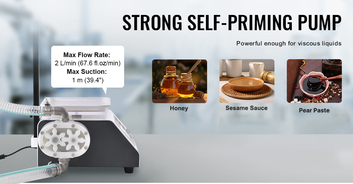 SucceBuy Automatic Liquid Filling Machine Bottle Water Filler Gear Pump Digital Control for Perfume Beverage Olive Oil 50-5000g.