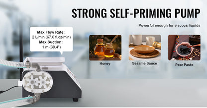 SucceBuy Automatic Liquid Filling Machine Bottle Water Filler Gear Pump Digital Control for Perfume Beverage Olive Oil 50-5000g.