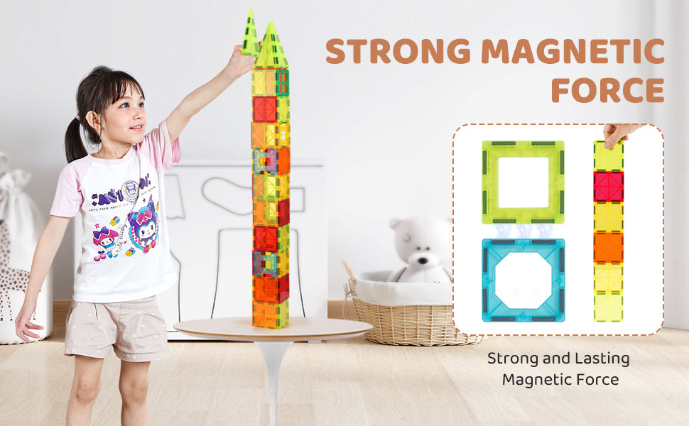 SucceBuy 180PCS Magnetic Building Blocks Construction Children Magnet Tiles Montessori Educational Toys for Kids Birthday Gifts.