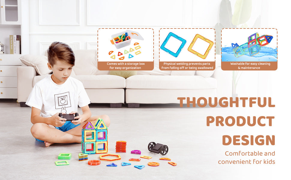 SucceBuy 62PCS Magnetic Tiles DIY Construction Magnetic Building Blocks Montessori Educational Toys for Children Stacking Toys.