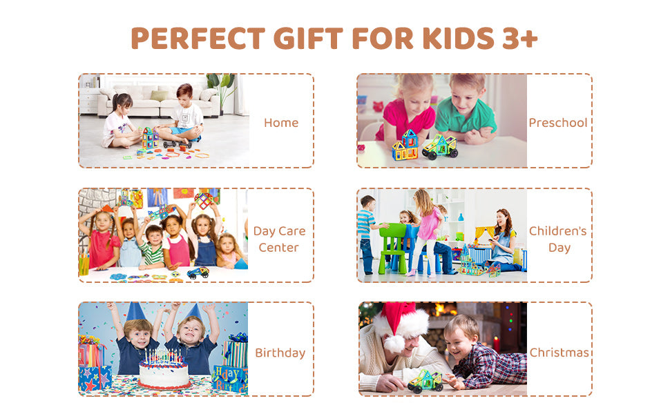 SucceBuy 62PCS Magnetic Tiles DIY Construction Magnetic Building Blocks Montessori Educational Toys for Children Stacking Toys.