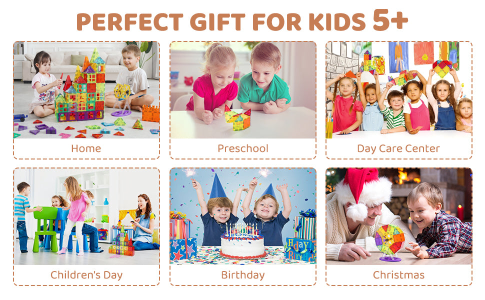 SucceBuy 180PCS Magnetic Building Blocks Construction Children Magnet Tiles Montessori Educational Toys for Kids Birthday Gifts.