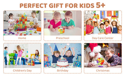 SucceBuy 180PCS Magnetic Building Blocks Construction Children Magnet Tiles Montessori Educational Toys for Kids Birthday Gifts.