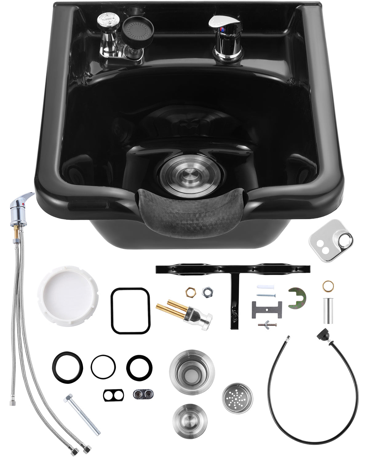 SucceBuy Shampoo-Schüssel, Waschbecken, schwarzer ABS-Kunststoff, Salon- und Spa-Haarwaschbecken, Schönheitssalon-Ausrüstung, Haarwaschbecken für das Badezimmer zu Hause