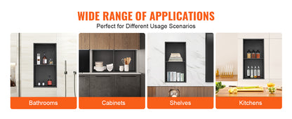 SucceBuy No Tile Duschnische aus Edelstahl 304, mit Wand eingesetzte Nische, Doppelregale für die Dusche, Seifenaufbewahrung, Badezimmer