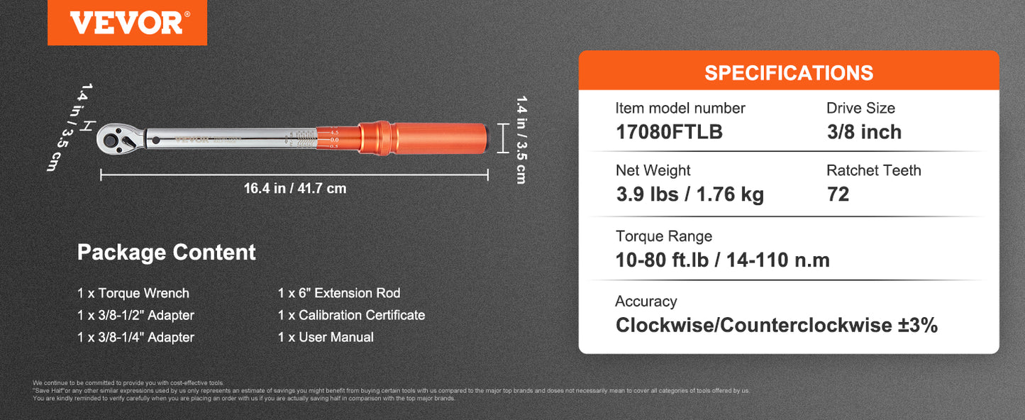 Vevor 1/2 "3/4" 1/4 "mechanischer Drehmoments chl üssel satz Präzisions zeiger Handwerkzeuge Drehmoments chl üssel mechanische Werkstatt Autore parat ur werkzeug