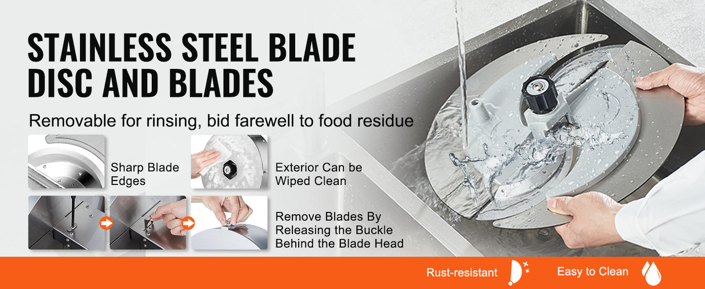 SucceBuy Electric Vegetable Slicer 0-12mm Thickness Adjustable Commercial Slicer Machine Convertible to Manual Food Cutter.