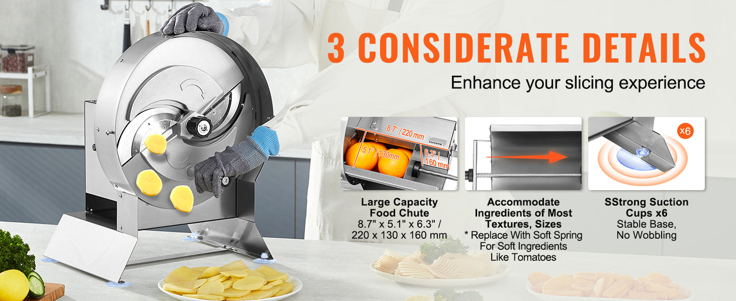 SucceBuy Electric Vegetable Slicer 0-12mm Thickness Adjustable Commercial Slicer Machine Convertible to Manual Food Cutter.