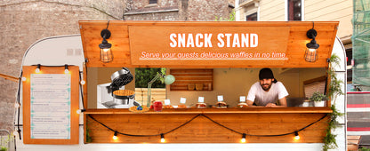 SucceBuy Electric Waffle Maker Stainless Steel Round Waffle Iron Non-Stick Waffle Baker Machine Teflon-Coated Baking Pans.