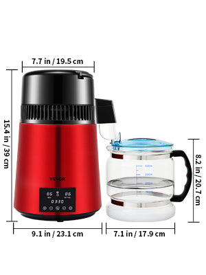 SucceBuy 4L Water Distiller Purifier Filter Dispenser Drinking Bottle Softener Dual Temp Display Overheat Protection Home Use.