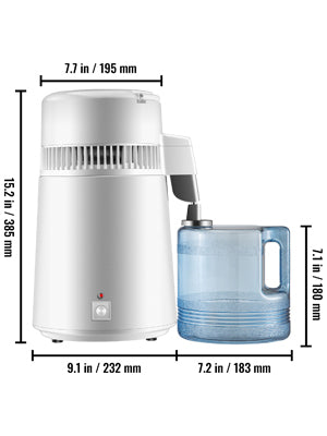 SucceBuy 4L Water Distiller Purifier Dispenser Heating Drinking Bottle Softener 304 Stainless Home Appliance for Office Use.