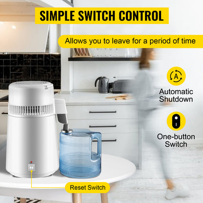 SucceBuy 4L Water Distiller Purifier Dispenser Heating Drinking Bottle Softener 304 Stainless Home Appliance for Office Use.