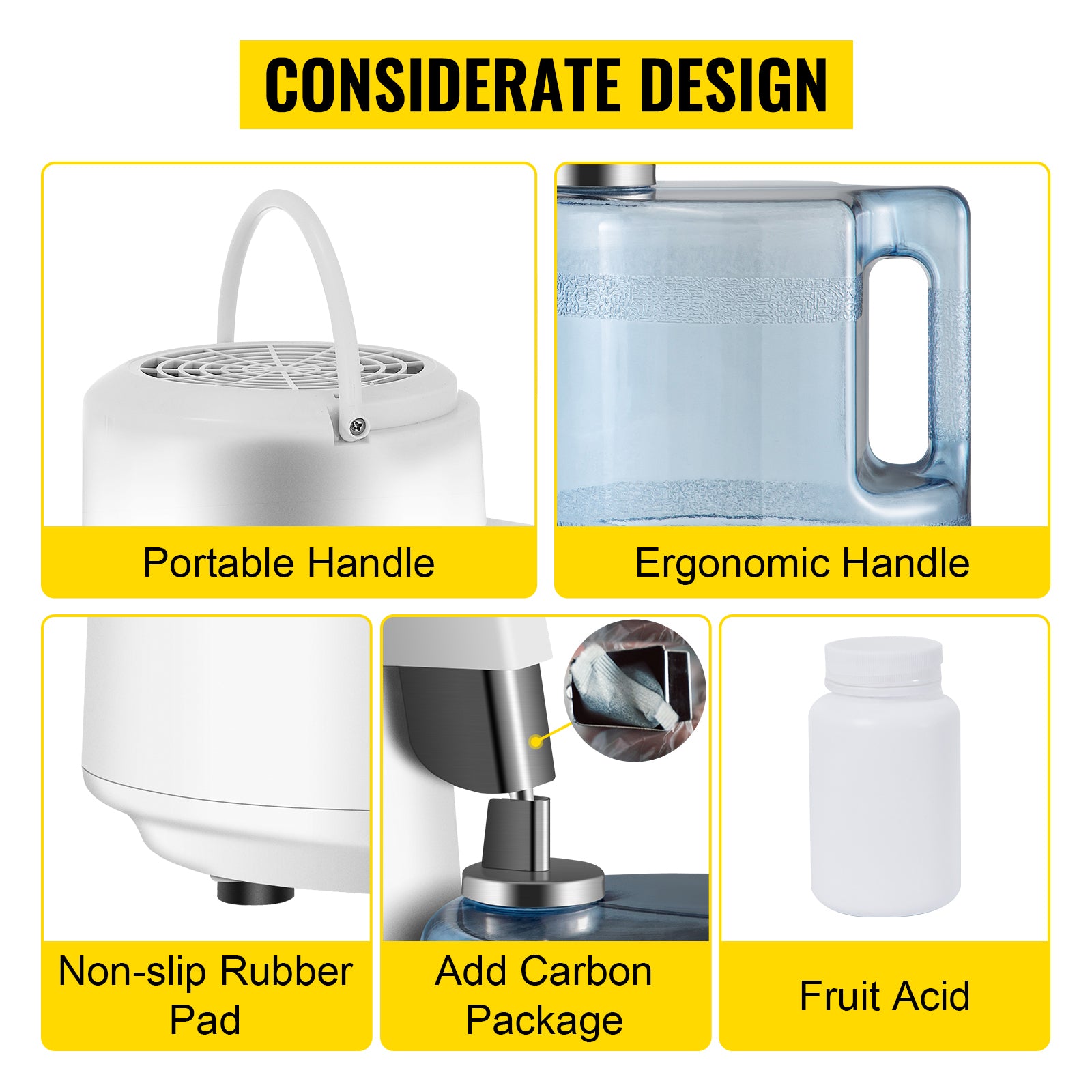 SucceBuy 4L Water Distiller Purifier Dispenser Heating Drinking Bottle Softener 304 Stainless Home Appliance for Office Use.